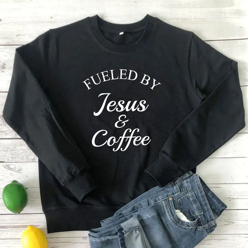 Fueled By Jesus& coffee толстовка женская с длинным рукавом Писание Христианские толстовки с капюшоном уличная Unsiex Библейская вера стих пуловеры