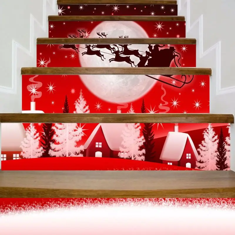 

Self-adhesive Merry Christmas Stair Stickers Kit DIY Removable PVC Wall Decal Stickers