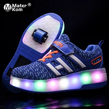 

Size 28-43 Glowing Roller Skate Shoes For Kids Boys Led Light Sneakers on Double Wheels Children Roller Shoes With Lights Girls
