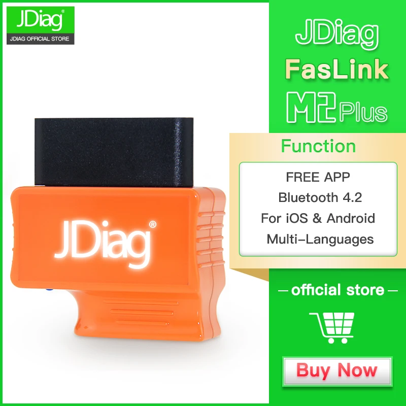 JDiag Bluetooth OBD2 сканер кода считыватель Faslink M2 Профессиональный диагностический