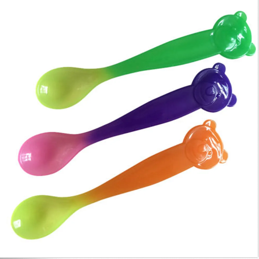 

2019 High Quality 1Pc Safety PP Temperature Sensing Spoon Baby Flatware Kids Tableware Baby Utensils 15X3.5cm