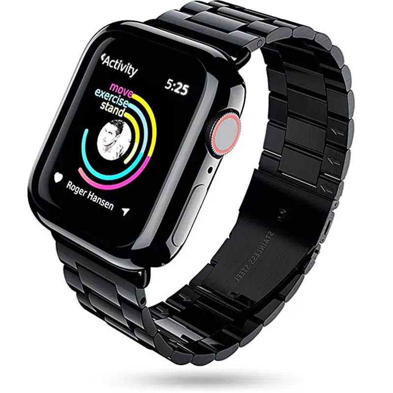 Ремешок для Apple Watch Series 4/5, 40 мм, 44 мм, браслет из нержавеющей стали, ремешок с мягким покрытием, защитный чехол для iWatch 42 мм, 38 мм