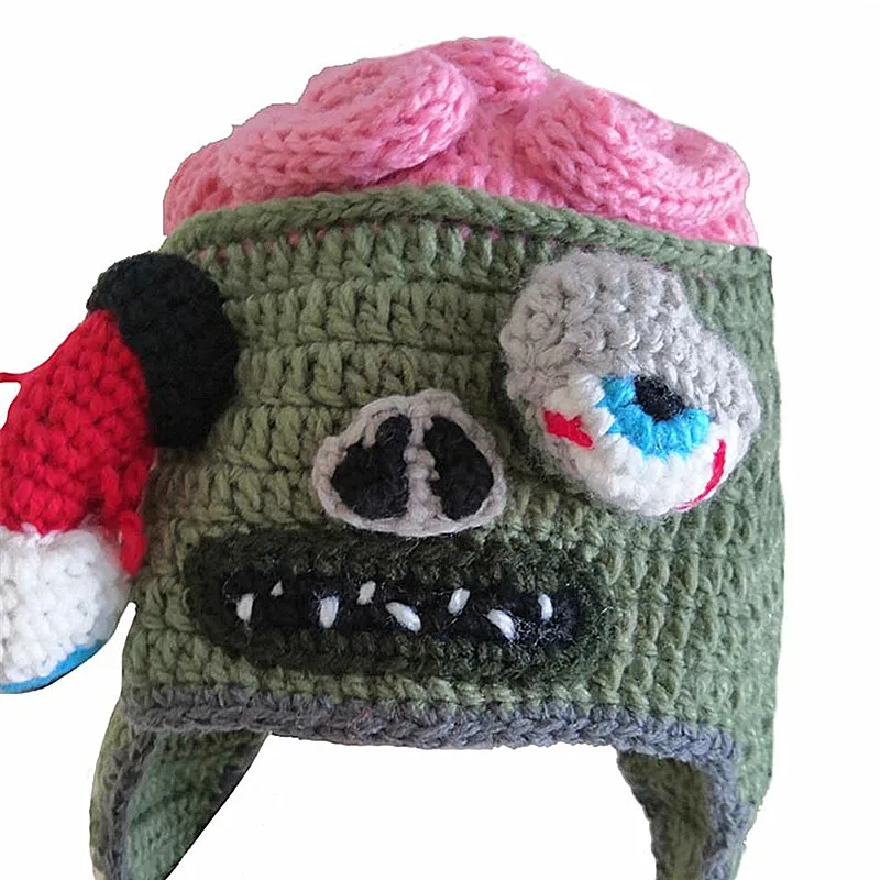 Bonnet tricoté BomHCS Zombie Eyes, accessoire de costume d'Halloween, cadeau (S pour enfants 48-50 cm, L pour adultes)_voghion.com