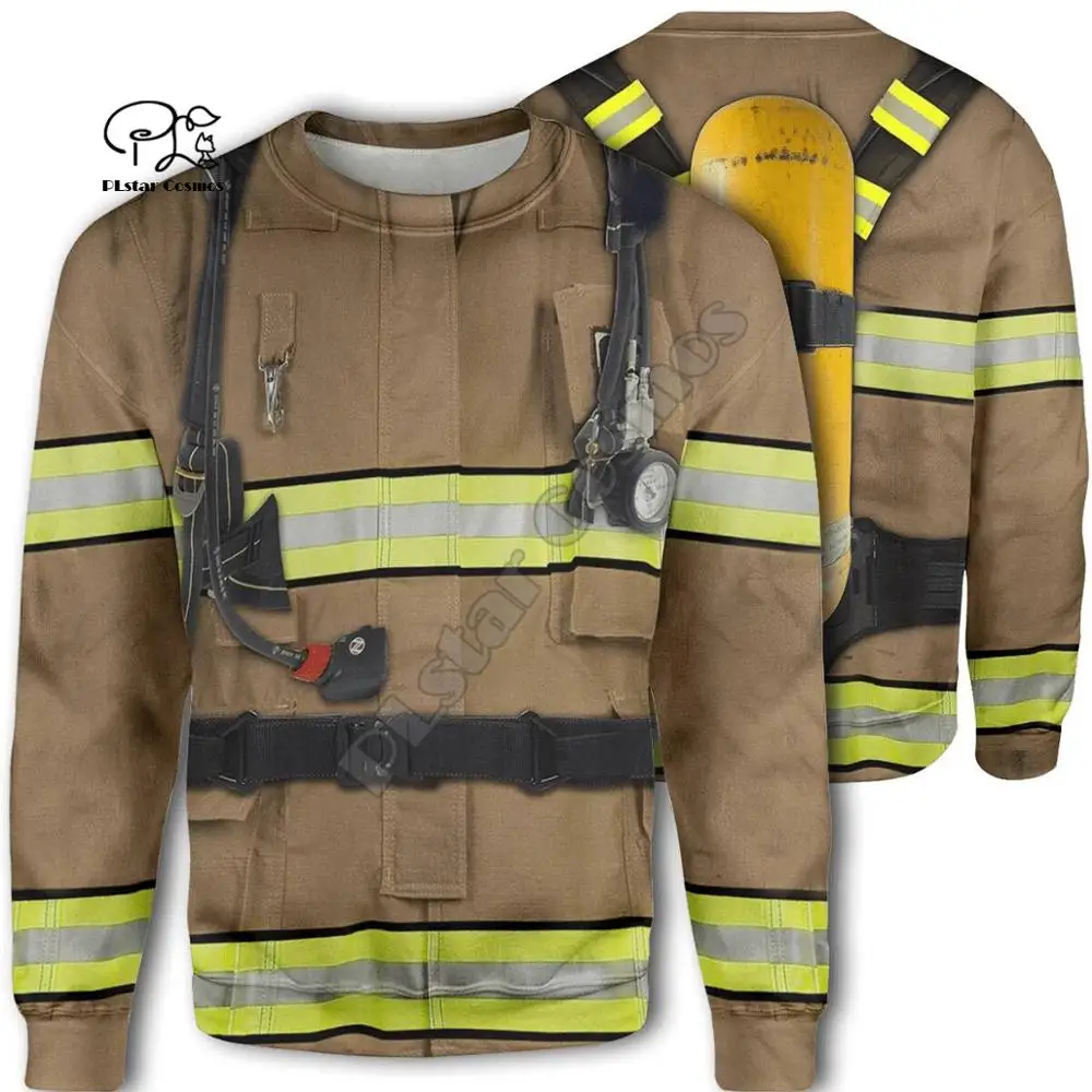  New Men Women Firefighter print 3D Hoodies Funny fireman Sweatshirt Fashion cosplay Hooded Long Sle