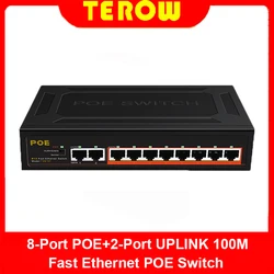 Commutateur Ethernet rapide à 10 ports, 8 ports POE + 2 ports, 100M, alimentation interne, Protection contre la foudre et Isolation VLAN, IEEE 802.3af/at 