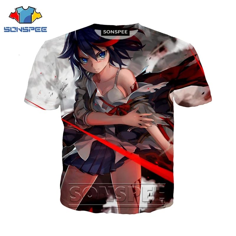 Аниме 3d печать игра футболка уличная Мужская Топ мультфильм Kill La Kill Женская модная футболка Harajuku Детские рубашки homme футболка A192