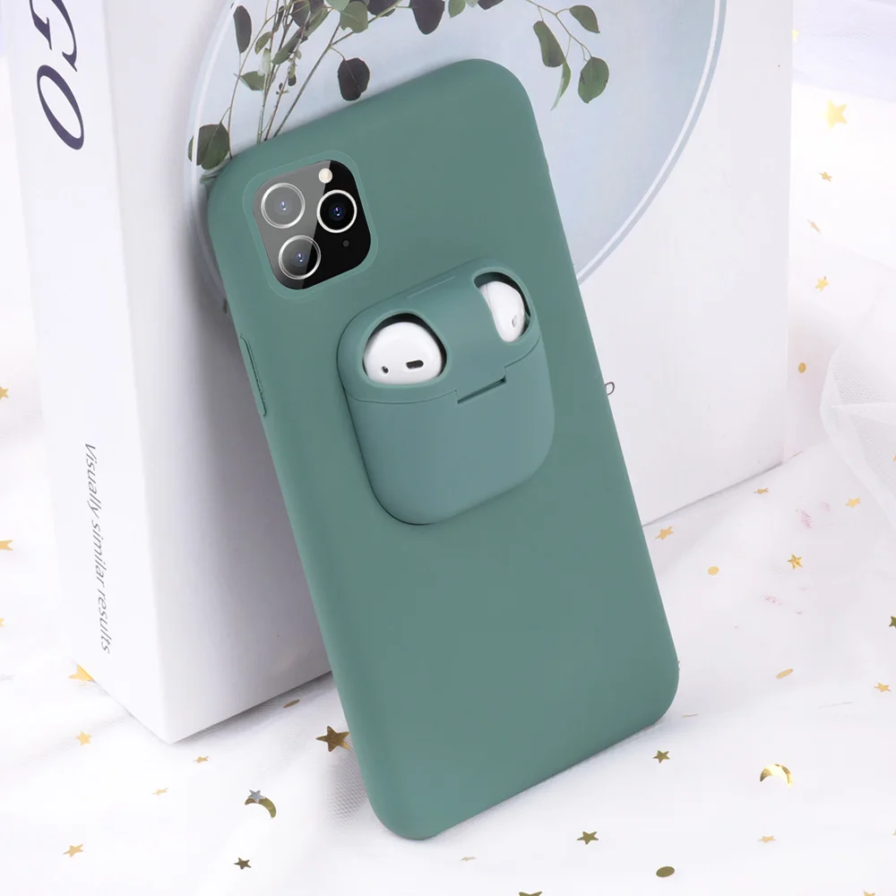 Жидкий мягкий силиконовый матовый чехол для телефона iPhone 11 Pro Xs Max XR X 7 8 Plus SE2020 2 в 1