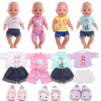 

Cat T-Shirt Suitable 18 Inch American And 43 Cm Realistic Reborn Baby Doll Clothes Accessories,Our Generation,Children's Toys