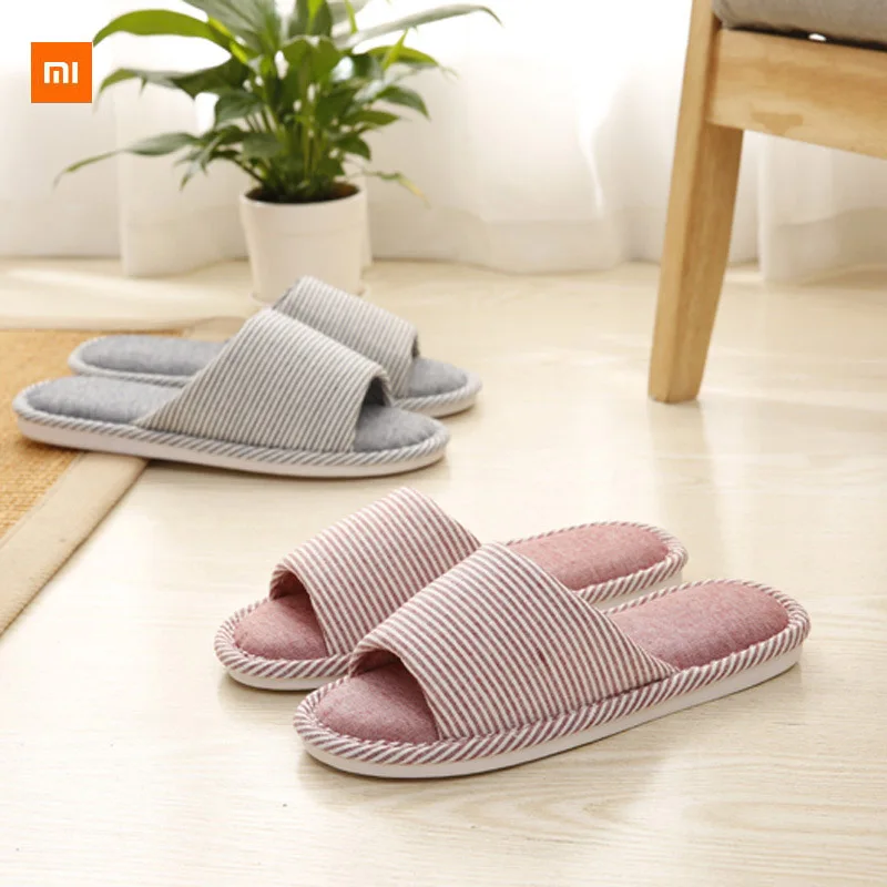 Xiaomi/пара хлопковых тапочек; женские летние льняные домашние тапочки с мягкой подошвой; нескользящая зимняя обувь для отдыха