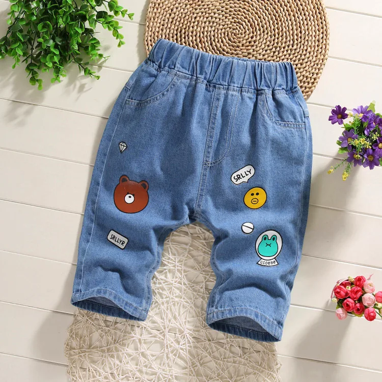 Childrenswear Summer BOY'S Denim Trousers Children Korean-style Shorts Children Sports Breeches Ripped Pants Shorts