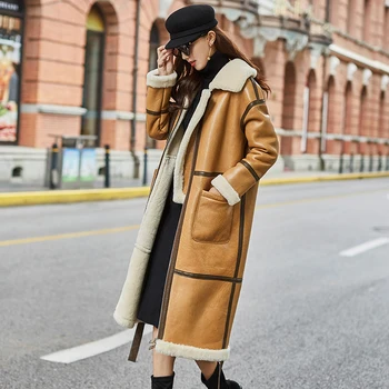 

Natural Real Fur Coat Female Genuine Leather Jacket Winter Coat Women Clothes 2020 Korean Vintage Double-faced Long Tops ZT4271