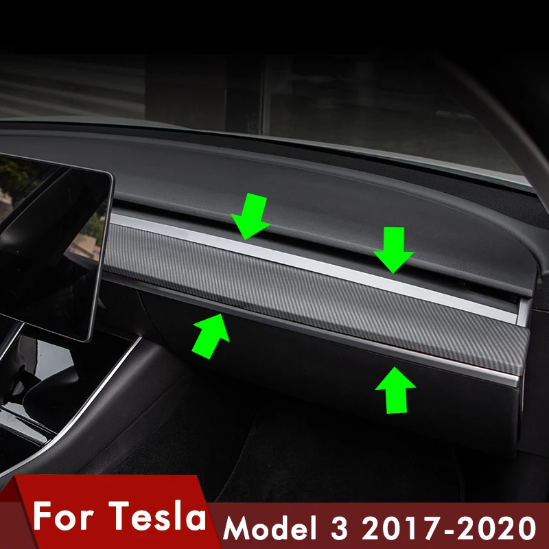 ModelY Model3 Car Center Console Trim For Tesla Model 3 Y Carbon Fiber Accessories Dashboard Panel Wrap Overlay Car decoration