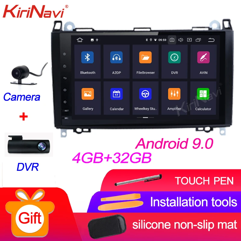 Android Car Radio KiriNavi Сенсорный экран 9 дюймов Android 9,0 автомобиль радио навигации для Mercedes Benz B200 W203 S203 C180 C200 C209 W209 C208 W208 - Цвет: Android Car Radio