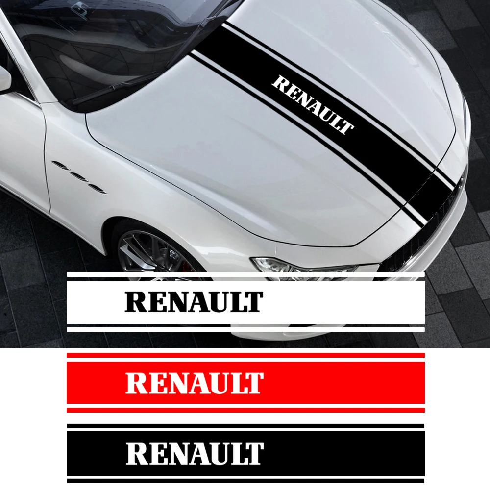 

1SET 140*23cm 3 Colors Car Hood Decal Waterproof Scratchproof Engine Cover Sticker Car For Renault Duster Megane 2 3 Clio