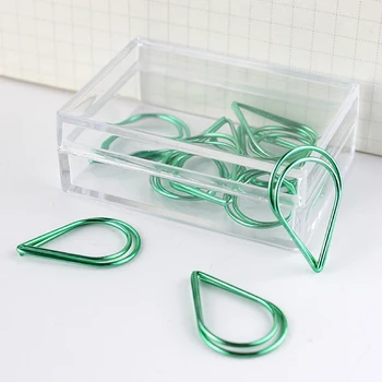 

Simple Water Drop Paper Clip Color Metal Paper Clip Lovely mint Pin Paper Clips Papeleria Office Accessories Paperclips