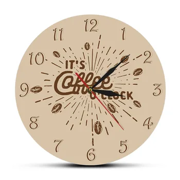 

It's Coffee o'Clock Coffee Beans Acrylic Wall Clock Coffee Lover Coffee Quote Kitchen Decorative Wall Watch Vintage Home Decor