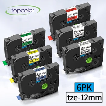 

Topcolor 6PK TZ231 TZE-231 Laminated Tapes Fit for Brother tze PTouch Label Maker Printer tze Label Tapes 12mm Adhesive Sticker