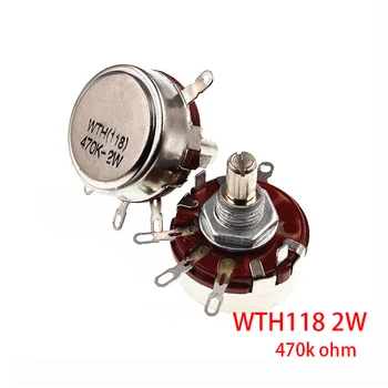 

5PCS WTH118 2W 1A Potentiometer 470k ohm WTH118-2W Round Shaft Carbon Rotary Taper Potentiometer