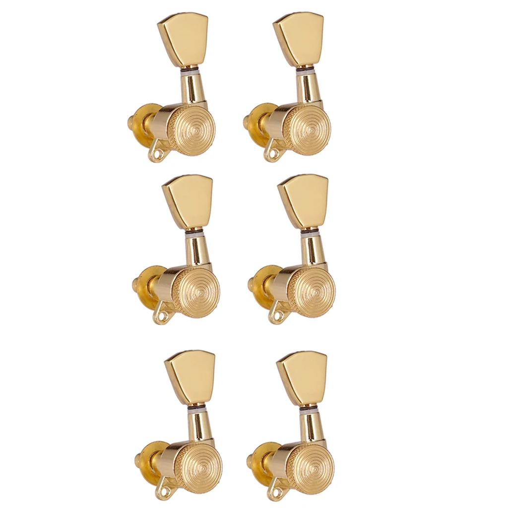 6 Pieces 6L Left Closed String Tuning Keys DIY for Acoustic Electric Guitar Parts, Golden