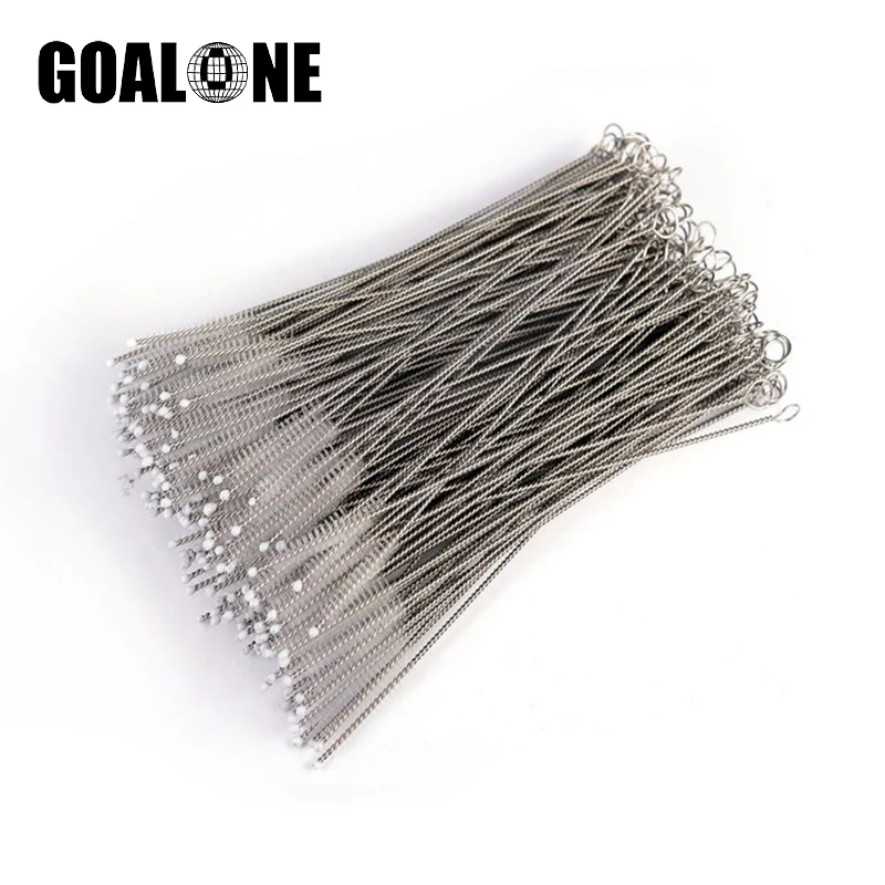 

GOALONE 100Pcs/Set Straw Brush Reusable Stainless Steel Drinking Straw Cleaning Brush Eco Friendly Nylon Cleaner Brush for Straw