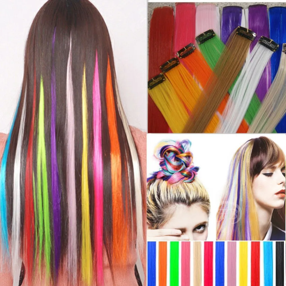 Цвет клип-in аксессуары для волос волосы для наращивания Длинные Синтетические волосы один кусок чистый цвет высокотемпературное волокно