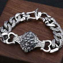 S925 Серебряный браслет ювелирные изделия тренд личности domineering Ретро голова льва из серебра мужской браслет