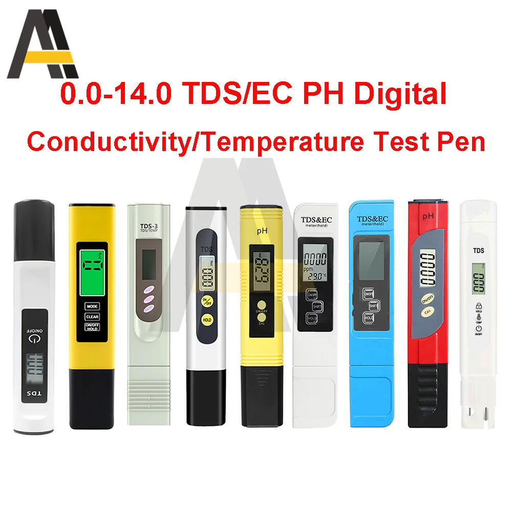 0.0-14.0 Tds/Ec Meter Ph Digital Water Tester Ph 0-9990Ppm Tds & Ec Lcd Purezza Dell'Acqua Ppm Filtro Conducibilità/Penna Per Test Di Temperatura