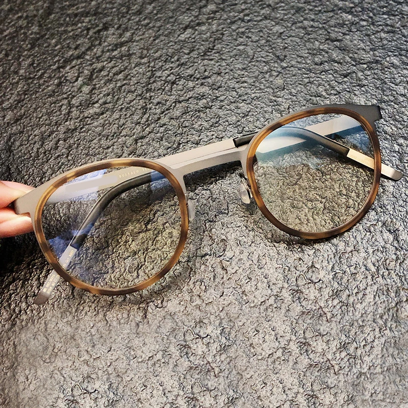 

ZT Pure Titanium Screwless eye glasses frames for women Acetate glasses transparent brand round eyewear