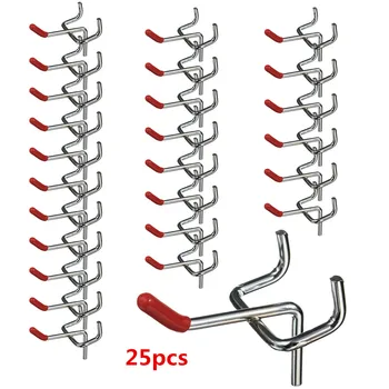 

25pcs 50mm PEG BOARD HOOKS Board Wall Retail Display Shop Peg Slat Walling Home Hanger Chrome Metal 1~1.5KG Loading Capacity