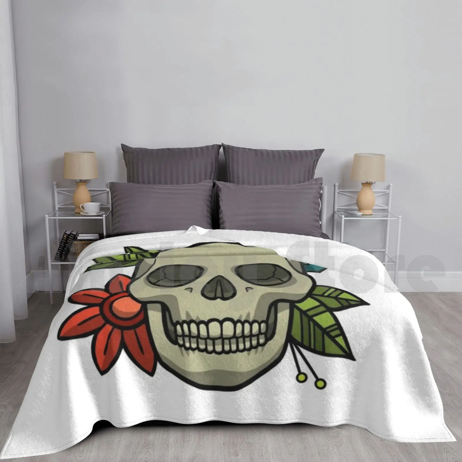 Fiori Skull Coperta Super Soft Warm Light Thin Skull Calavera Flores Flor Flower Caribe Sea Pirata Pirates Piratas