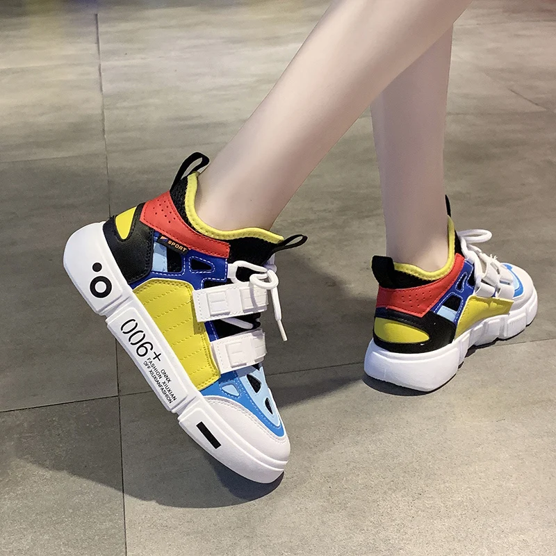 hip hop women vulcanized shoes korean trend style ladies platform sneakers mixed colors designer female moccasins lady leisure (37)