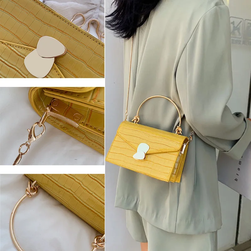 

Hot Selling Stones Pattern PU Leather Crossbody Bags Women Mini Shoulder Bag with Metal Handle Chain Strap -B5