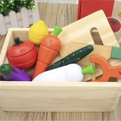 Série de Jouets de Simulation de Cuisine Montessori, Jouets en Bois, Fruits et Légumes Coupés, Jeu de Stimulation Classique, Développement d'Intérêt 