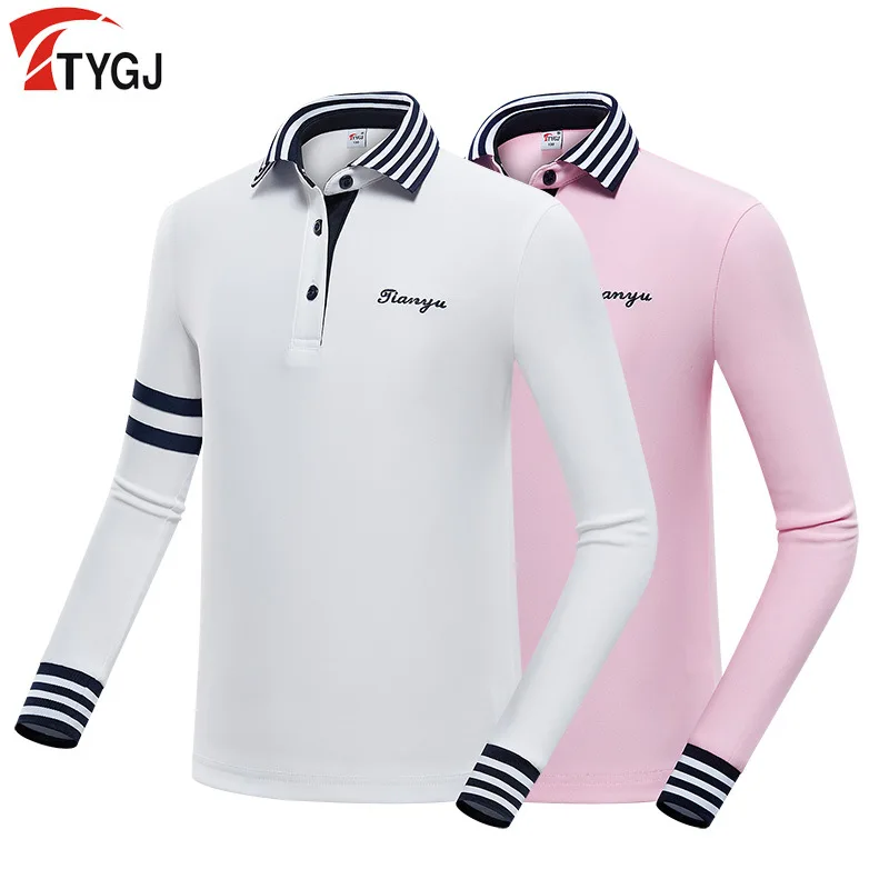 Pgm/Осенняя детская футболка для гольфа для девочек Повседневная рубашка с длинными рукавами футболки для гольфа с отложным воротником для девочек, спортивная одежда, S-XL, D0815