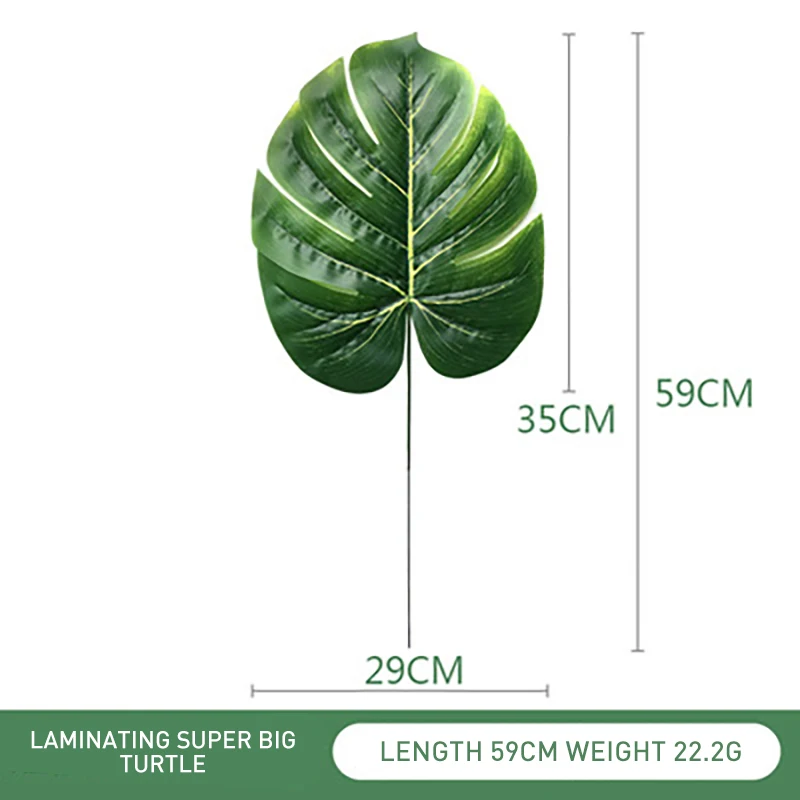 green Leaf 35cm Пластиковые искусственные листья GreenTropical Пальмовые Листья моделирование лист для вечерние для дома садовые украшения DIY - Цвет: green Leaf 35cm