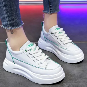 

Women Shoes Flat Platform Walking Shoes Lace-Up Round Toe Women Flats Solid Female Wild increase Sports Shoes Z1-21