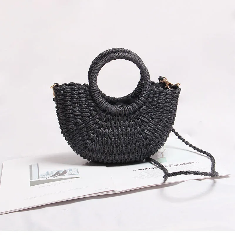 casual candy color rattan women handbags wicker woven lady shoulder crossbody bags summer beach small straw bag bali purses 2020