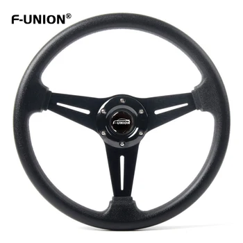 

Universal Steering Wheels 14 Inch Leather Auto Racing Deep Corn Drifting Sport Steering Wheel With Logo Car Accessories Interior