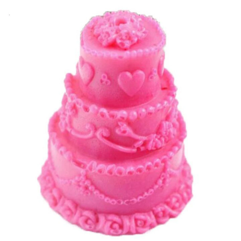 1 шт. 3D пирог на день рождения или свадьбу силиконовые формы DIY три LayerChocolate Ice Cube ручной работы мыло помадка свеча делая плесень