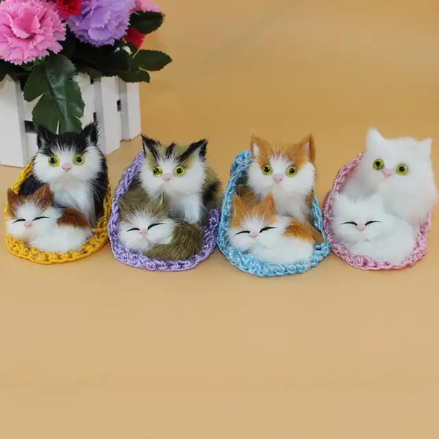 Lovely Cat Slippers Plush Kids Toy Simulation Animal Ornament Craft Xmas Gift 1