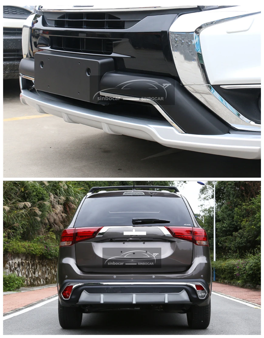 Front+Rear Bumper Protector Sill Plate Cover Trunk Guard Trim For Mitsubishi Outlander 2016 2017 2018 Car Styling Protect | Автомобили и