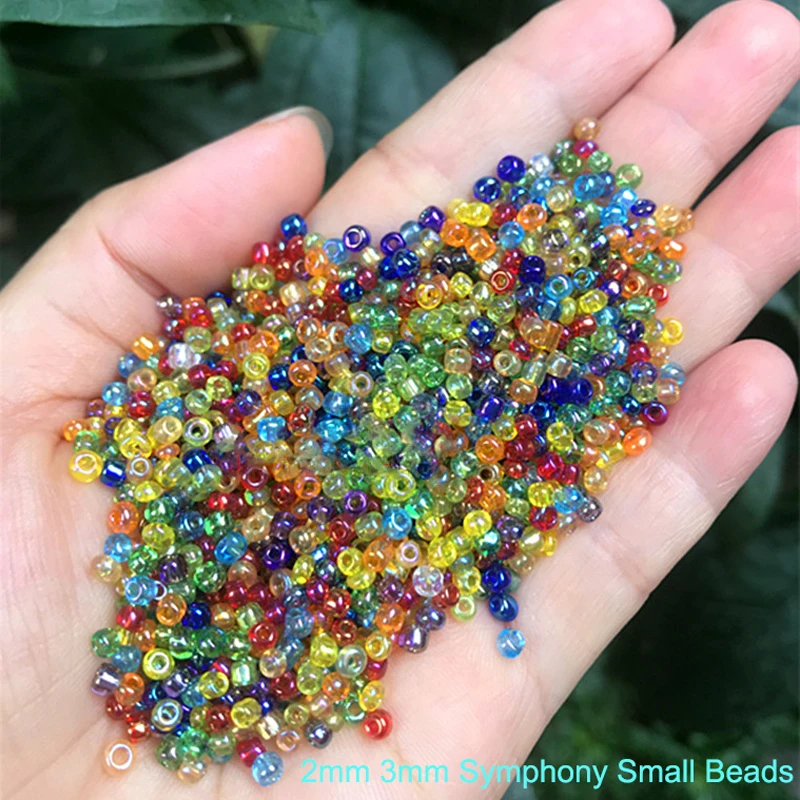 Wholesale 2/3MM Symphony Small Bead Colorful Glass Beads For Clothes  Decoration/handicraft rings/headdress DIY Accessories Beads