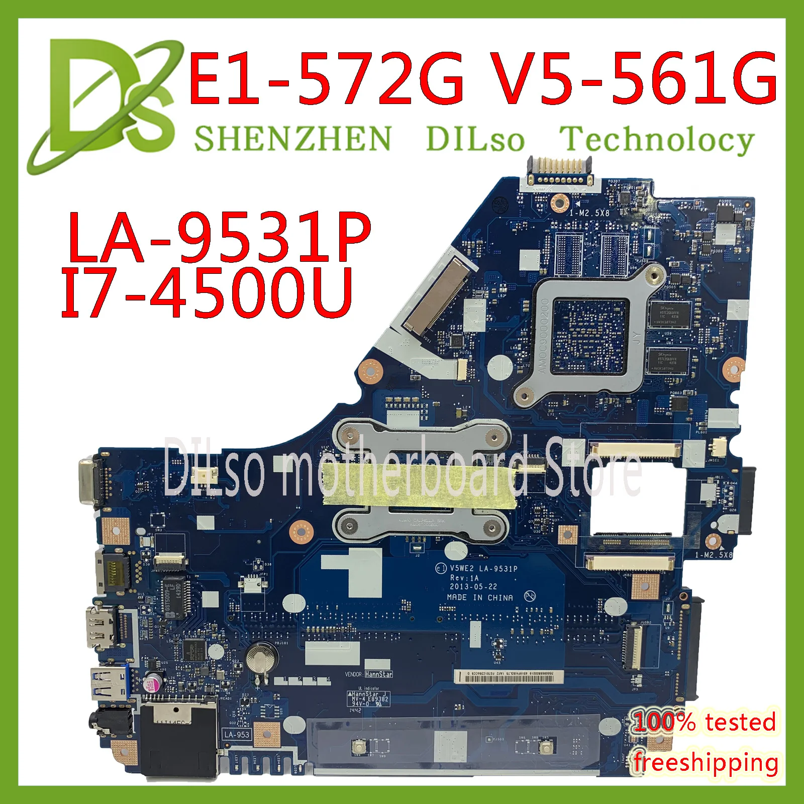 KEFU V5WE2 LA-9531P материнская плата для acer E1-572G E1-572 V5-561G материнская плата LA-9531P I7-4500 Процессор R5 M240 Тесты работы