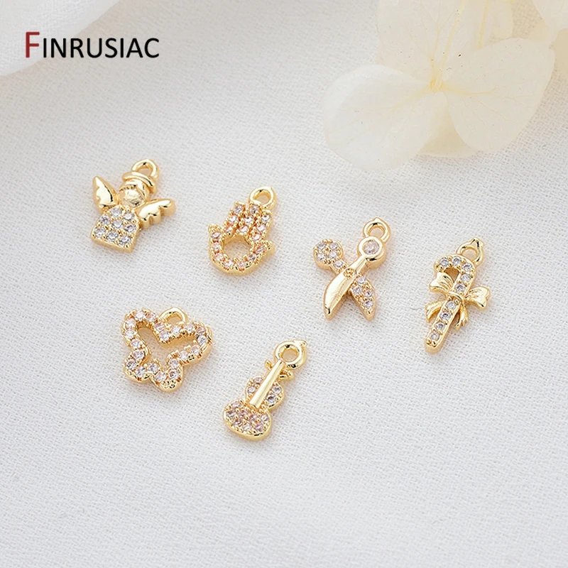 Exquisite 14K Gold-Plated Pave Zircon Mini Pendants