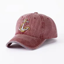 Бейсбольная кепка из потертой джинсовой ткани с якорем для мужчин и женщин, Ретро Кепка