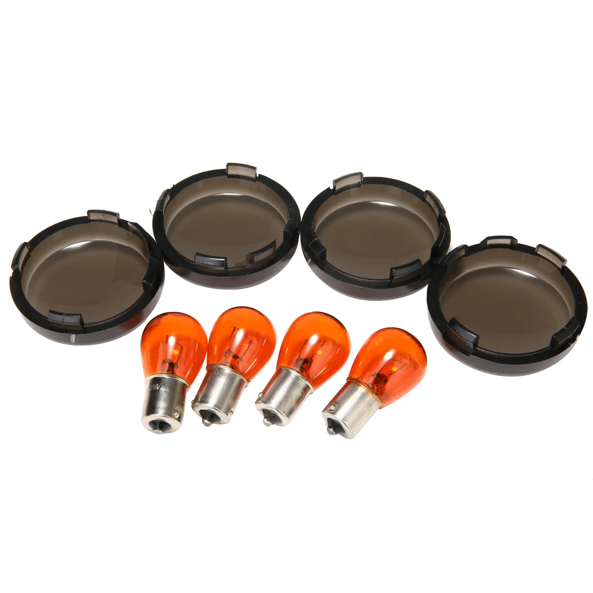 MAYITR 4SRTS Moto Turn Signal Lens With Amber Bulb Kit Direct Installation High Quality Lamp Smoked Case Cover For 883exc