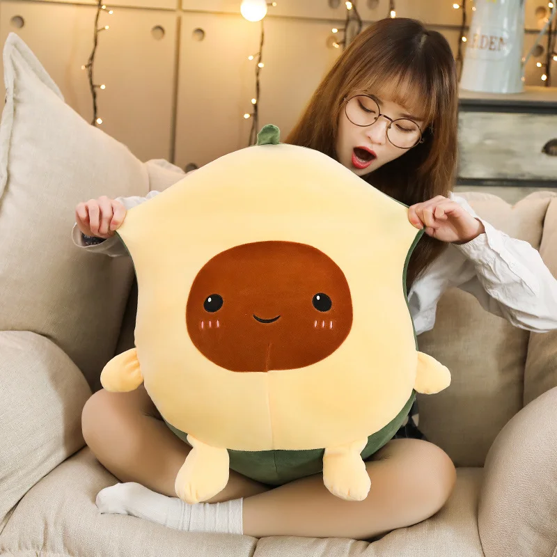 Plush Avocado Toy Figured Cartoon Fruit Doll Squishy Soft Stuffed Green Family Avocados Plushie Decor Kids Gift