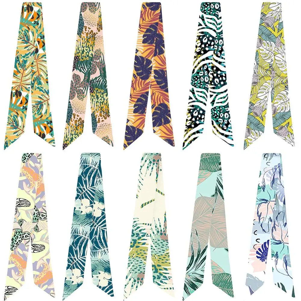 

95cm*5cm Nordic Tropical Plant Print Variety Bag Handle Tied Bag Scarf Small Scarf Neck Scarf