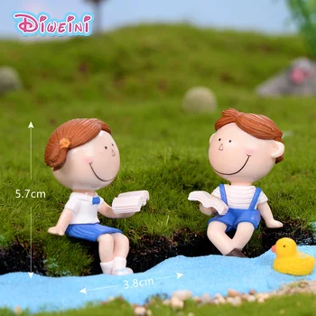 

3pcs Boy Girl Chair Reading Lover Model action Figure Miniature Figurine home Garden Dollhouse Decoration DIY Accessory toy gift