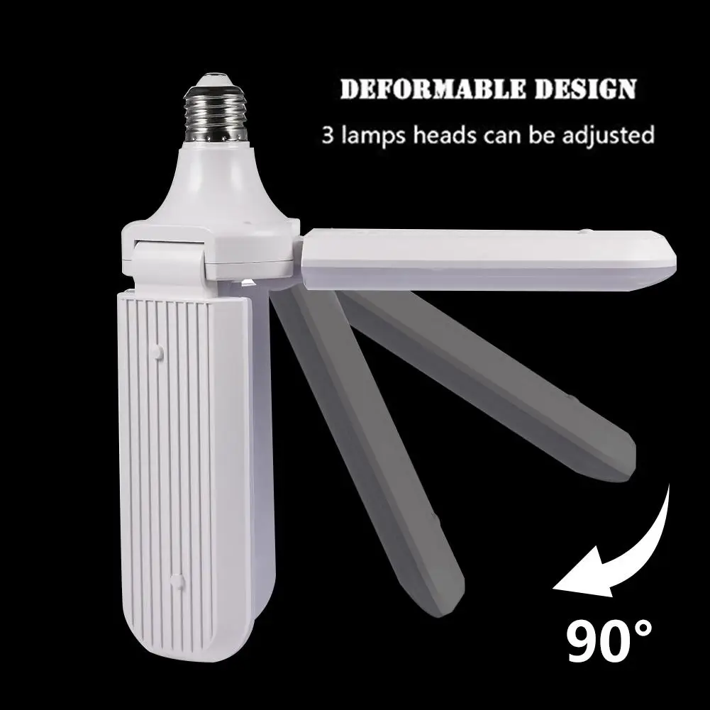 E27/B22 светодиодный лампы Складная лопасть вентилятора светильник 50W 220V 110V 6500 K/3000 K Регулируемая лампа холодный белый светодиод для дома Кухня крытый светильник